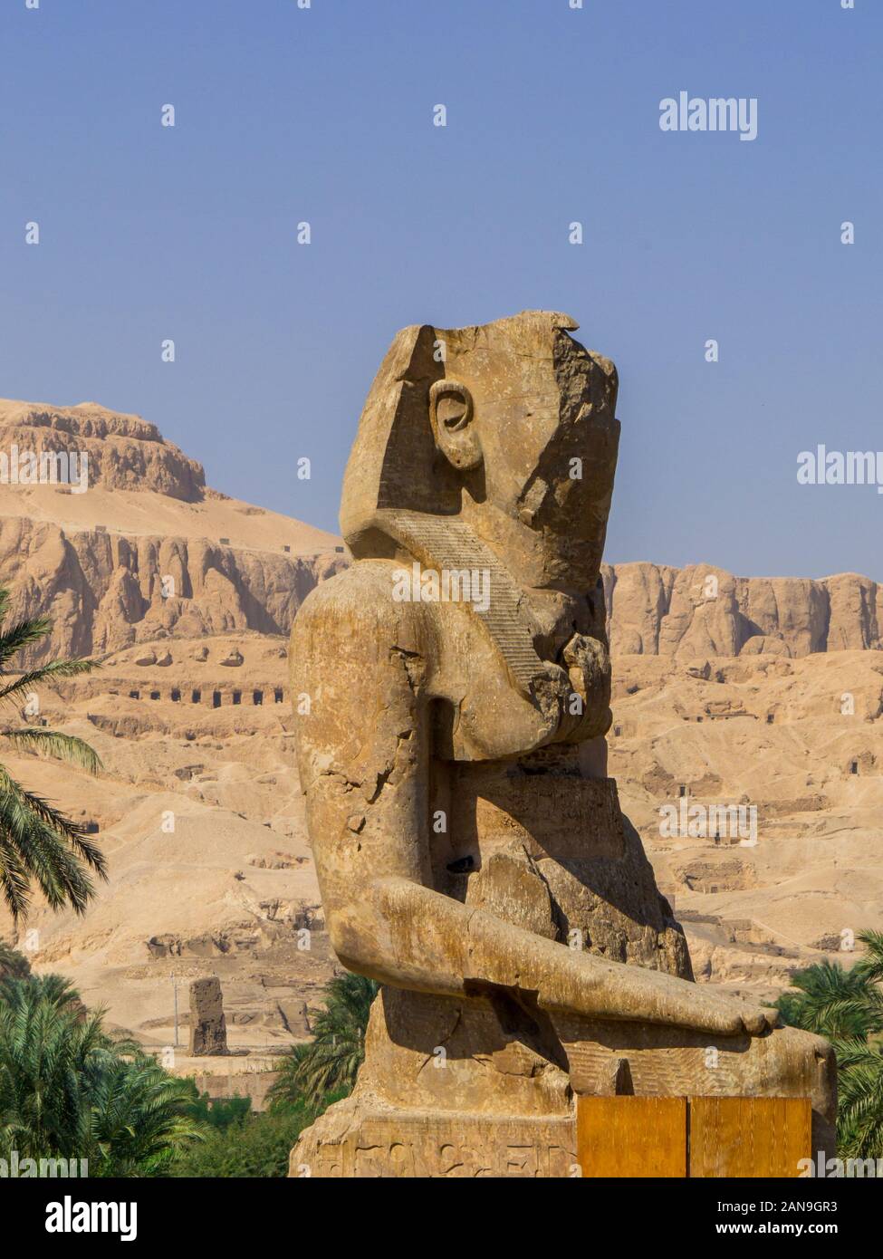 Royal Colossi, Mortuary Temple of Amenhotep III, Luxor, Egypt Stock Photo