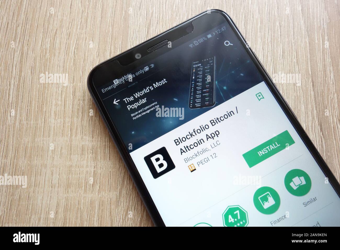 Blockfolio Bitcoin / Altcoin App on Google Play Store website displayed on  Huawei Y6 2018 smartphone Stock Photo - Alamy