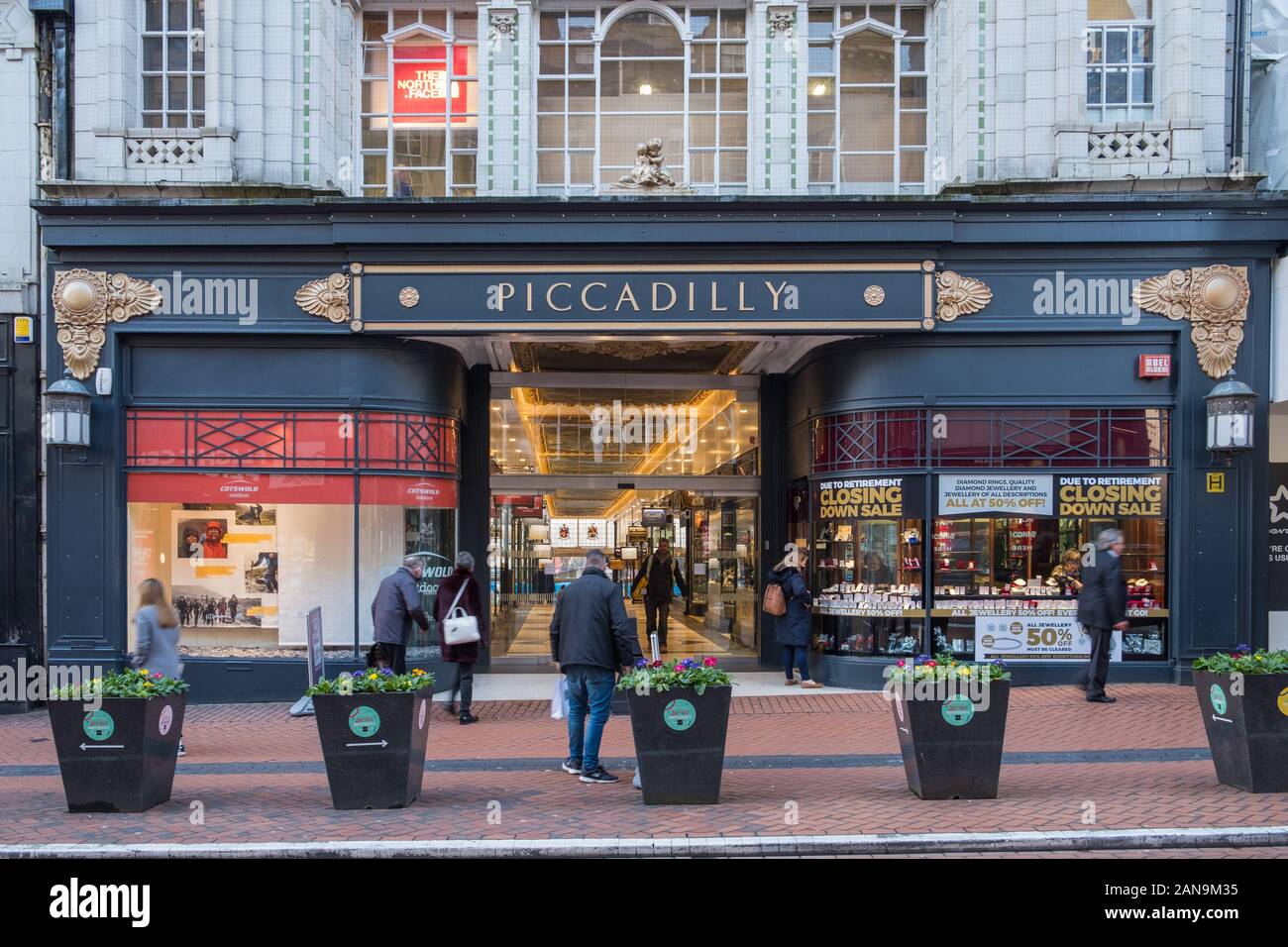 Entrance to the victorian Piccadilly Arcade shopping arcade in New Street, Birmingham, UK Stock Photo