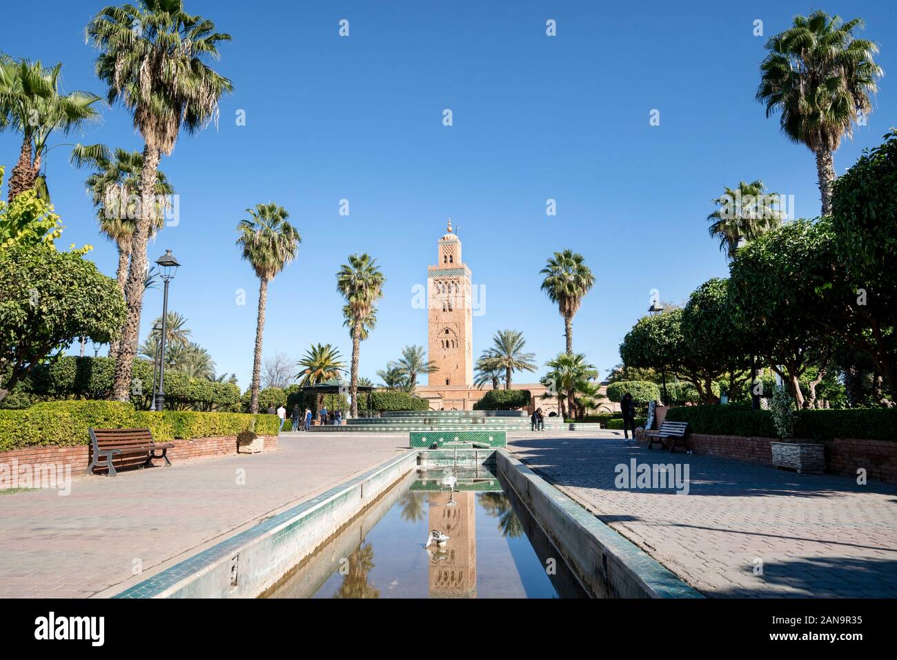 Koutoubia mosque from 12th century in old town of Marrakech, Morocco Stock Photo