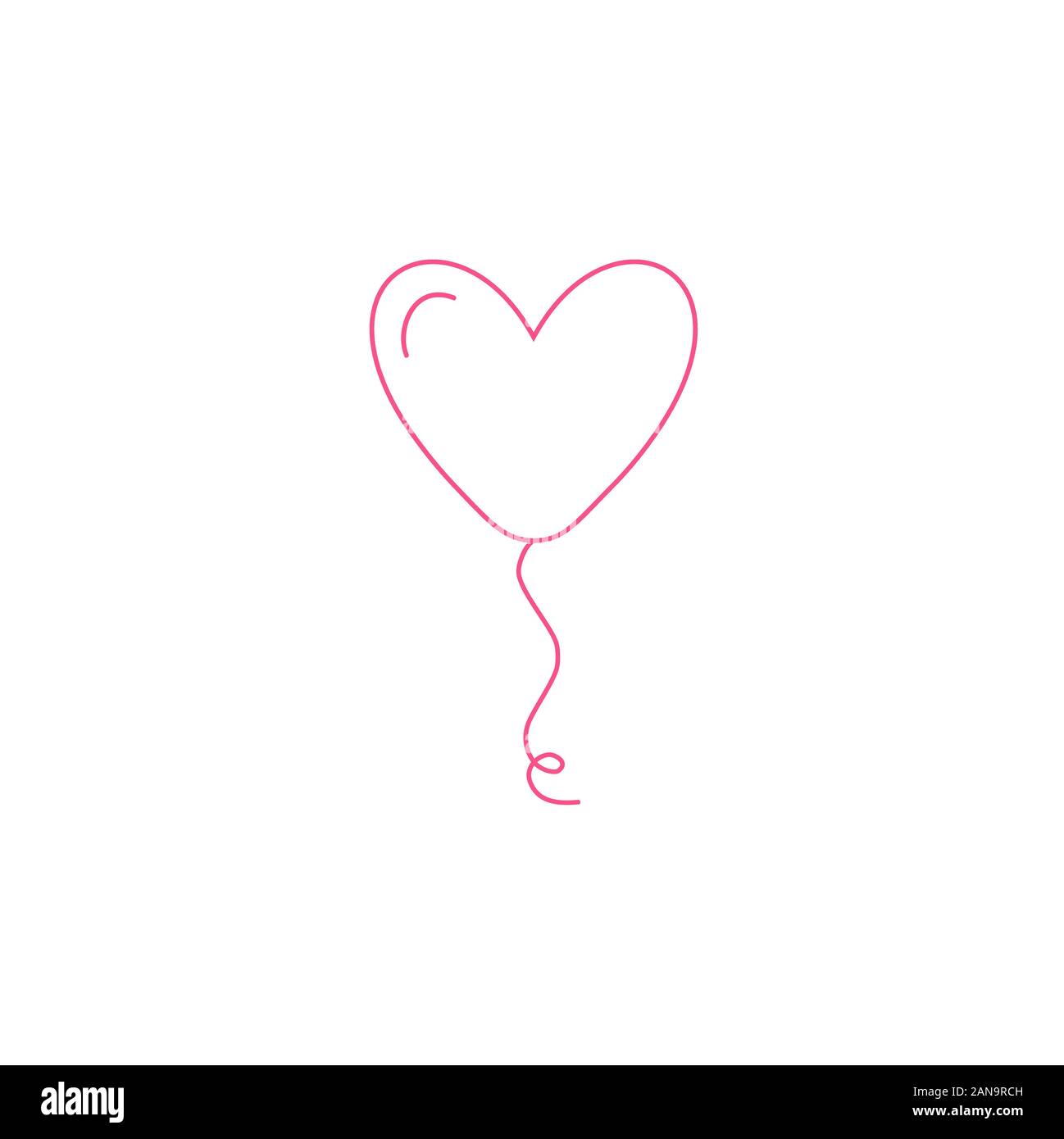 Heart balloon isolated single linear icon for websites and mobile ...