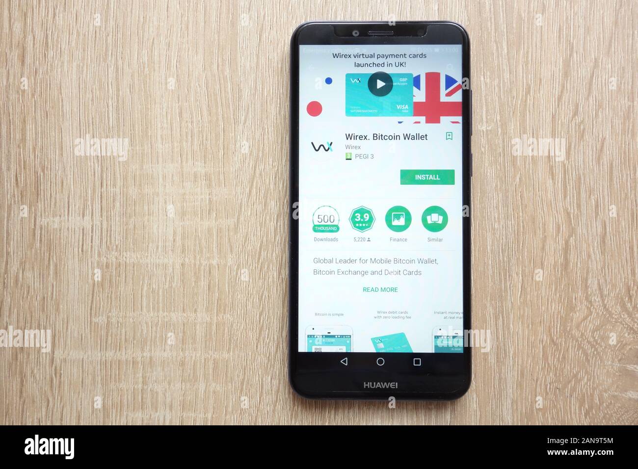 Wirex. Bitcoin Wallet app on Google Play Store website displayed