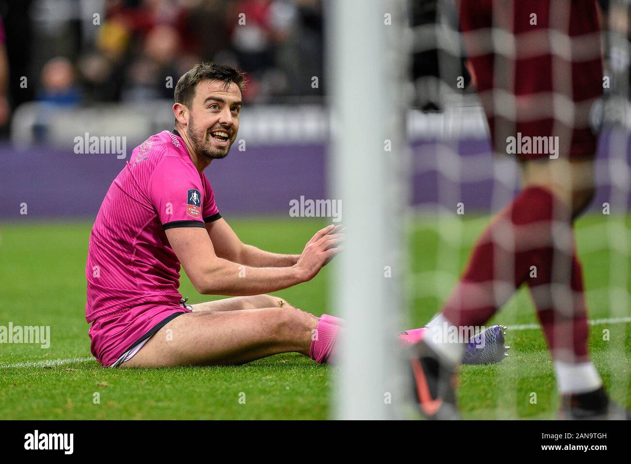 14th January 2020, St. James's Park, Newcastle, England; Emirates FA Cup, Newcastle United v Rochdale : Eoghan O'Connell (6) of Rochdale scores an own goal to give Newcastle United the lead Credit: Iam Burn/News Images Stock Photo