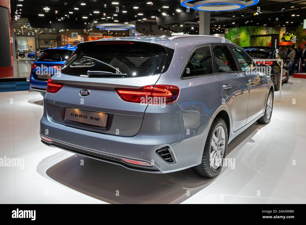 BRUSSELS - JAN 9, 2020: New Kia Ceed Sportswagon car model presented at the Brussels Autosalon 2020 Motor Show. Stock Photo