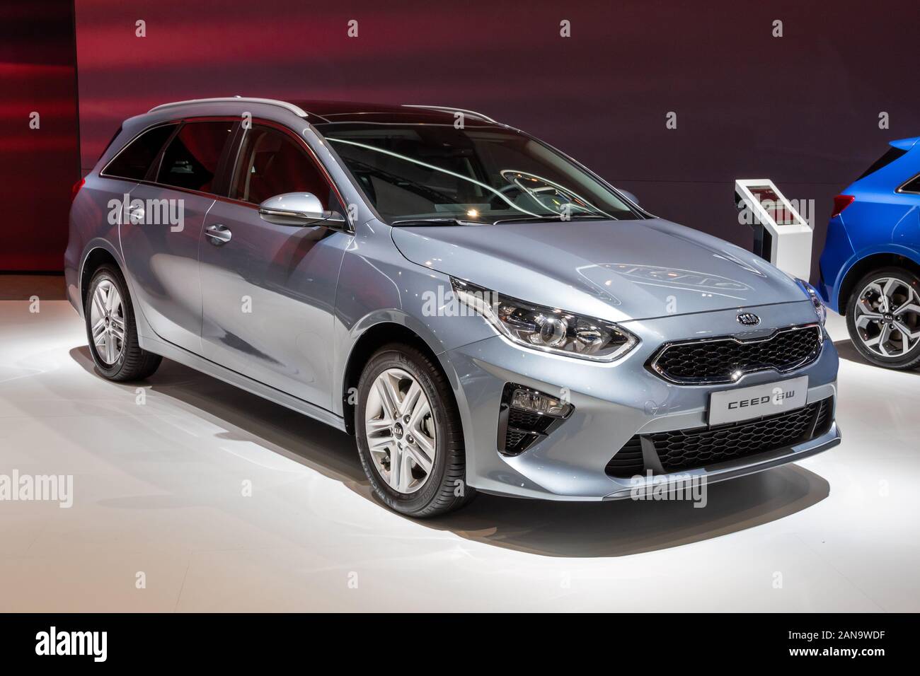 BRUSSELS - JAN 9, 2020: New Kia Ceed Sportswagon car model presented at the Brussels Autosalon 2020 Motor Show. Stock Photo