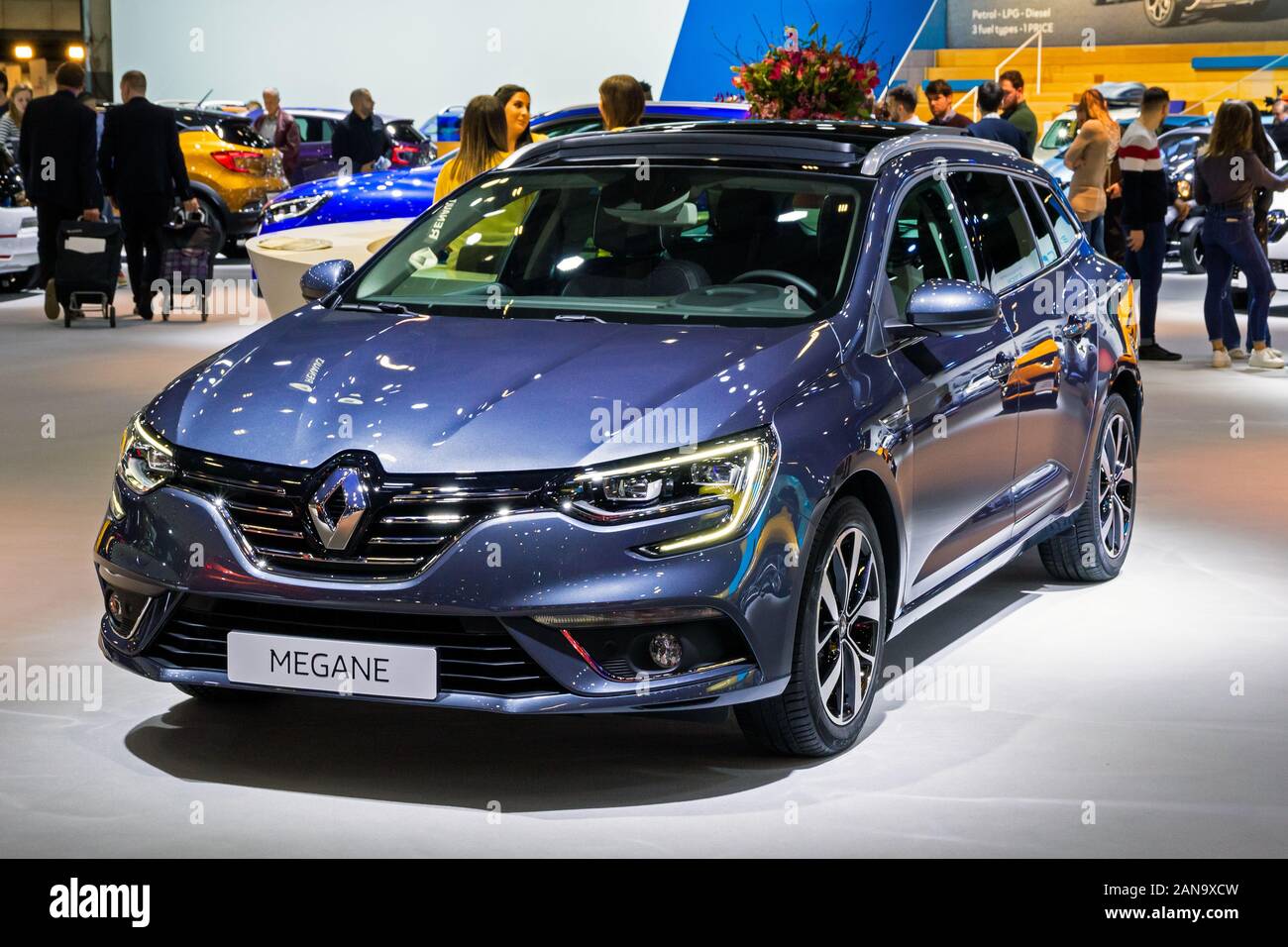 Brussels, Belgium, Jan 2019: Renault Megane IV Grandtour, Brussels Motor  Show, 4th gen, CMF-CD platform, combi station wagon car produced by Renault  Stock Photo - Alamy