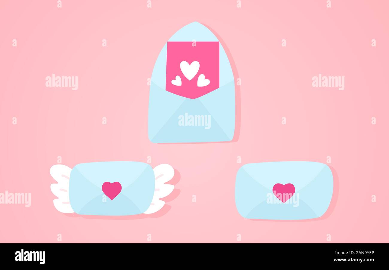 Love envelope vector illustration on a pink background Stock Vector