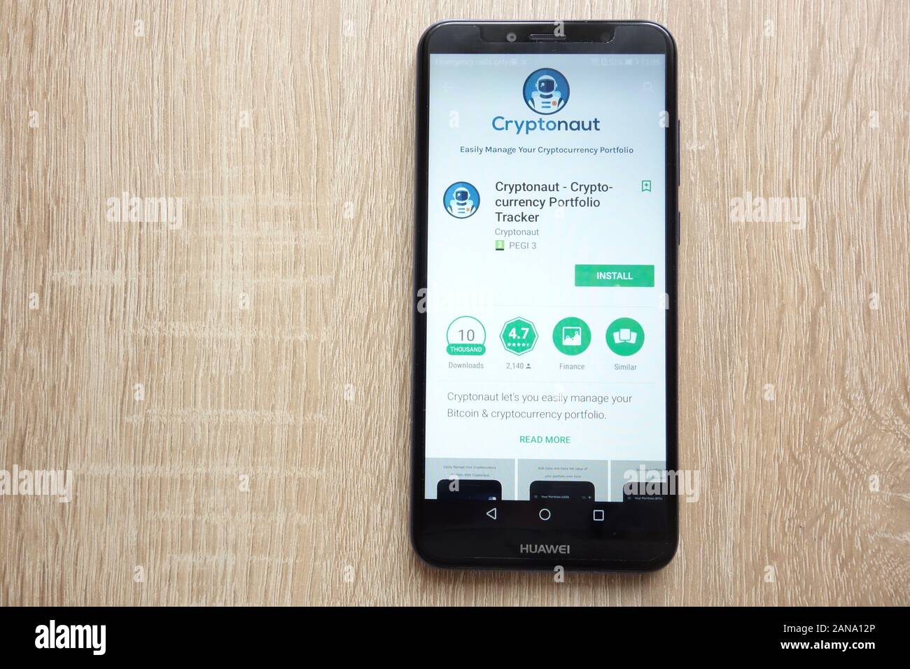 Crypto Tracker app on Google Play Store website displayed on Huawei Y6 2018  smartphone Stock Photo - Alamy