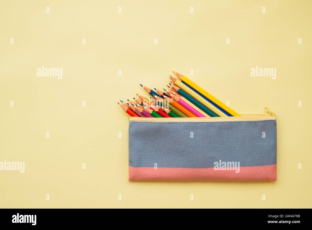 Colored pencils in a case Stock Photo Alamy
