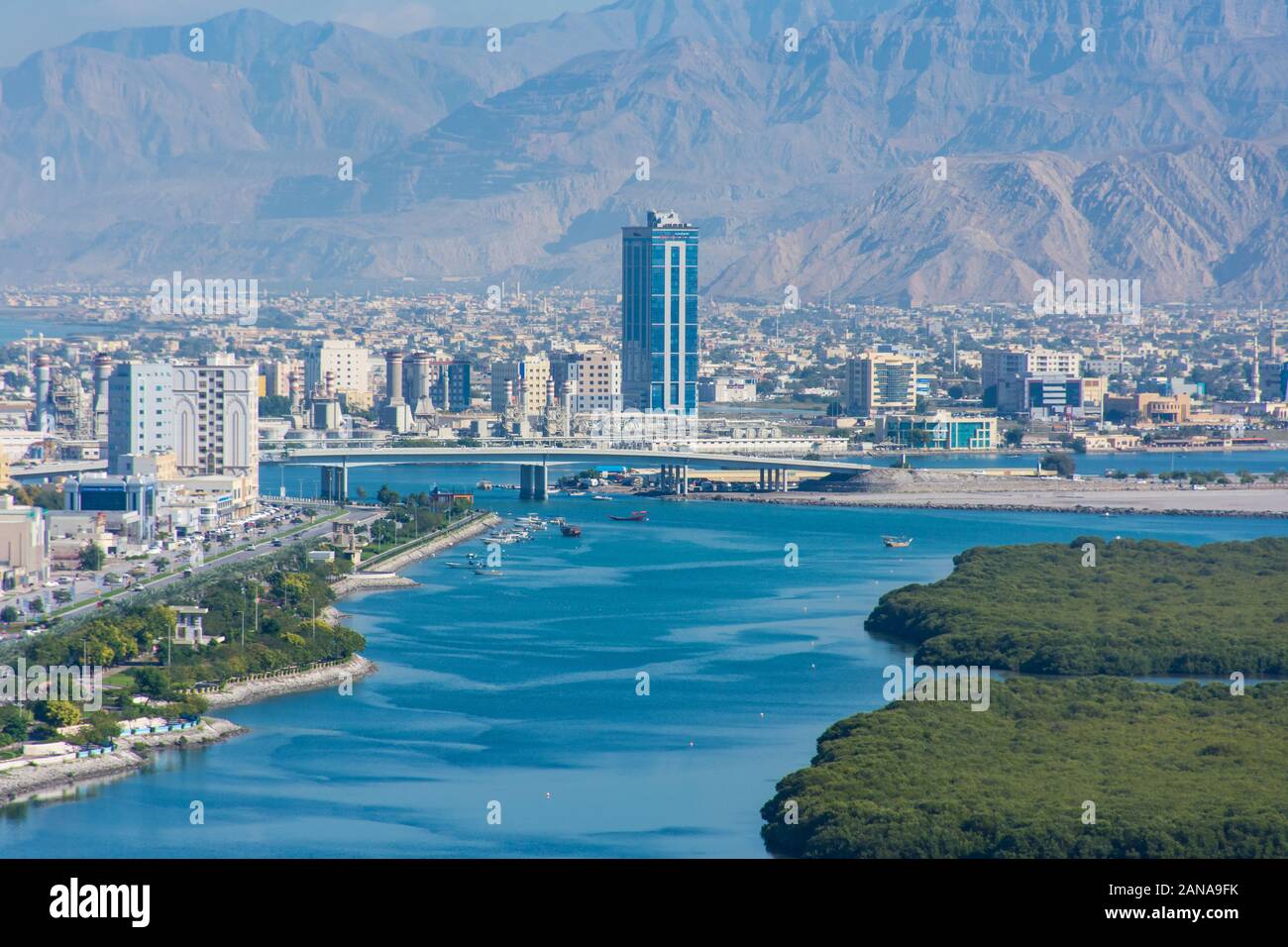 Aerial view of Ras al Khaimah, United Arab Emirates north of Dubai