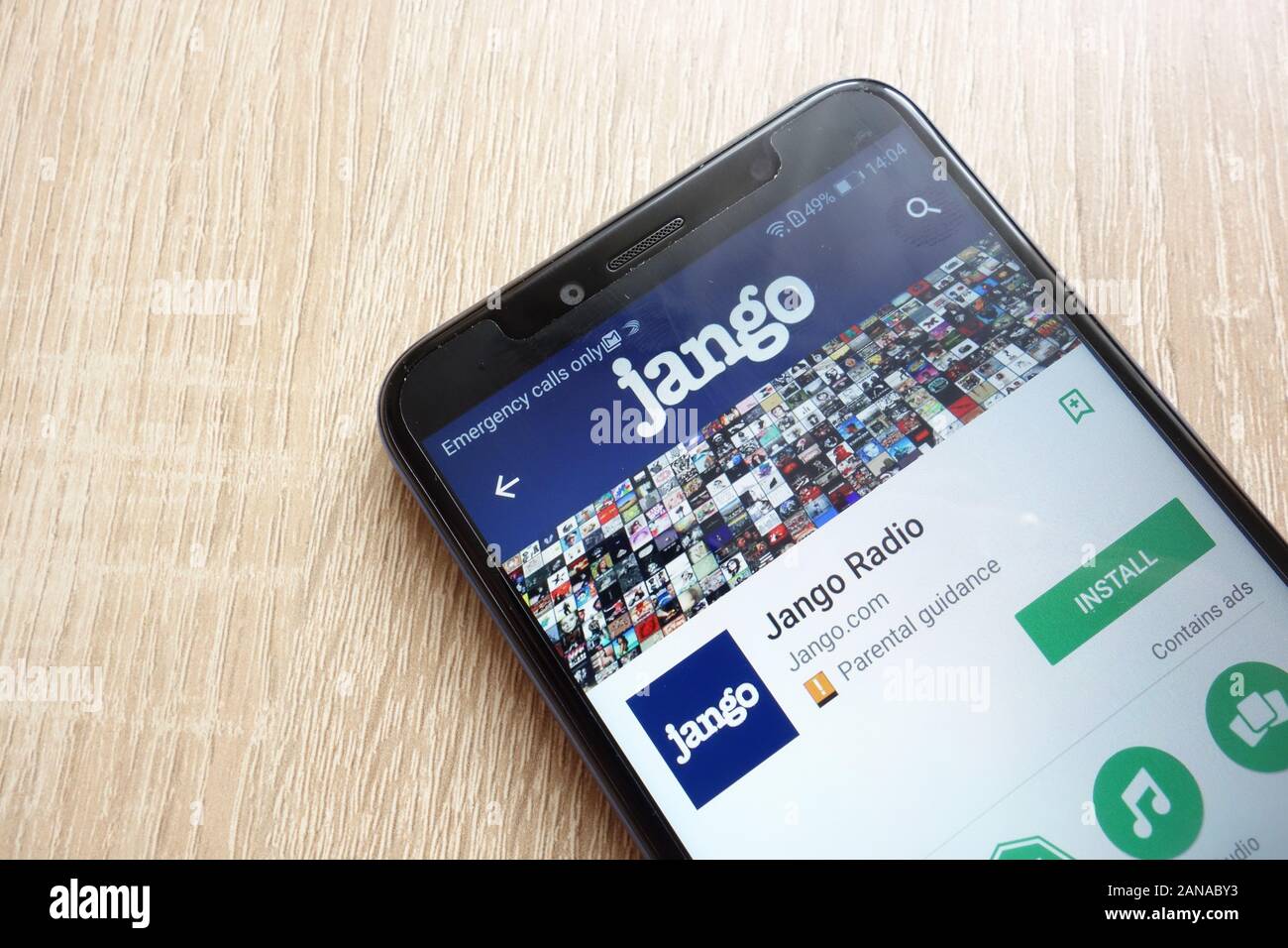 Jango Radio app on Google Play Store website displayed on Huawei Y6 2018  smartphone Stock Photo - Alamy