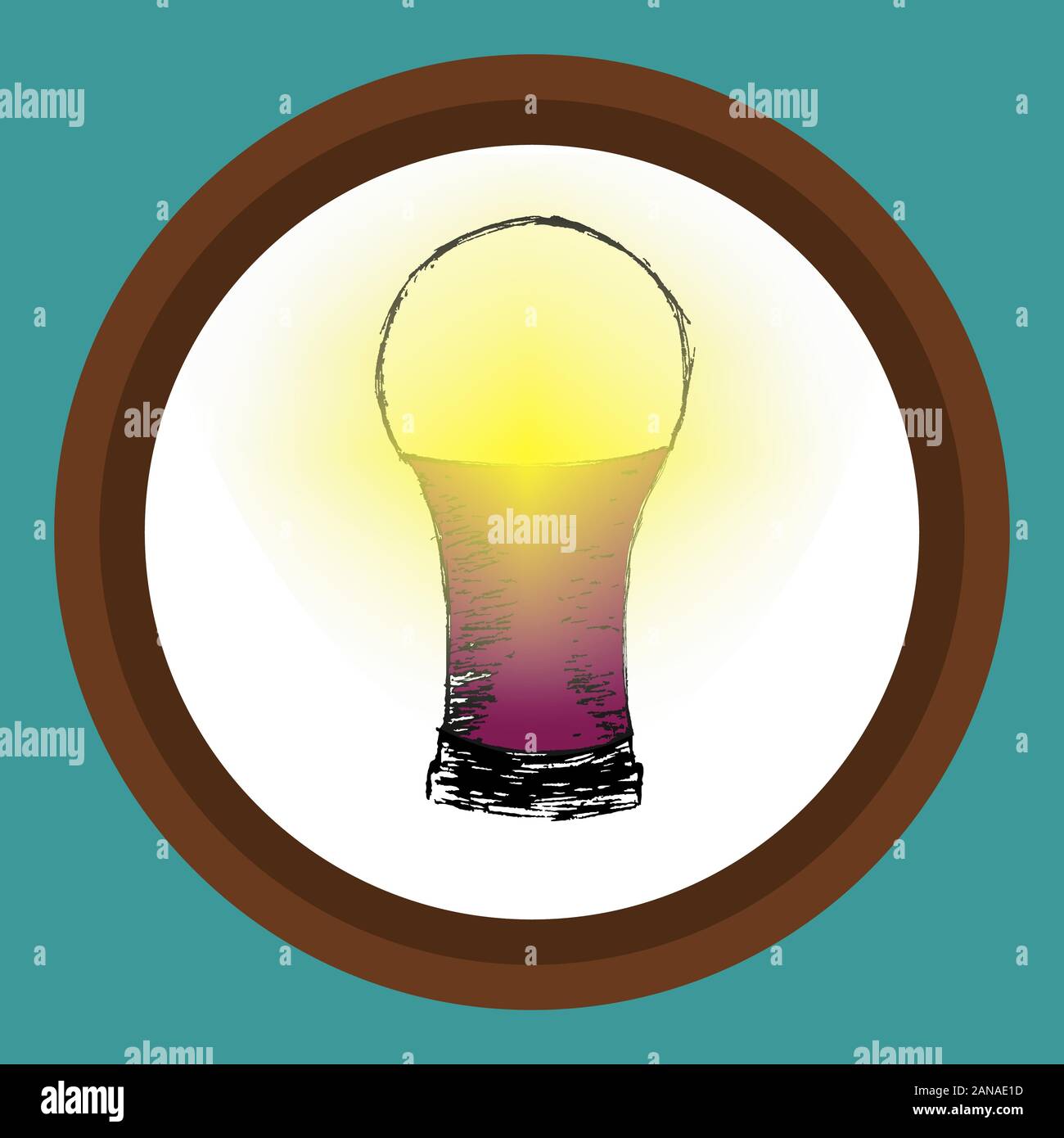 A light bulb drawn by hand on a white background. Stock Vector