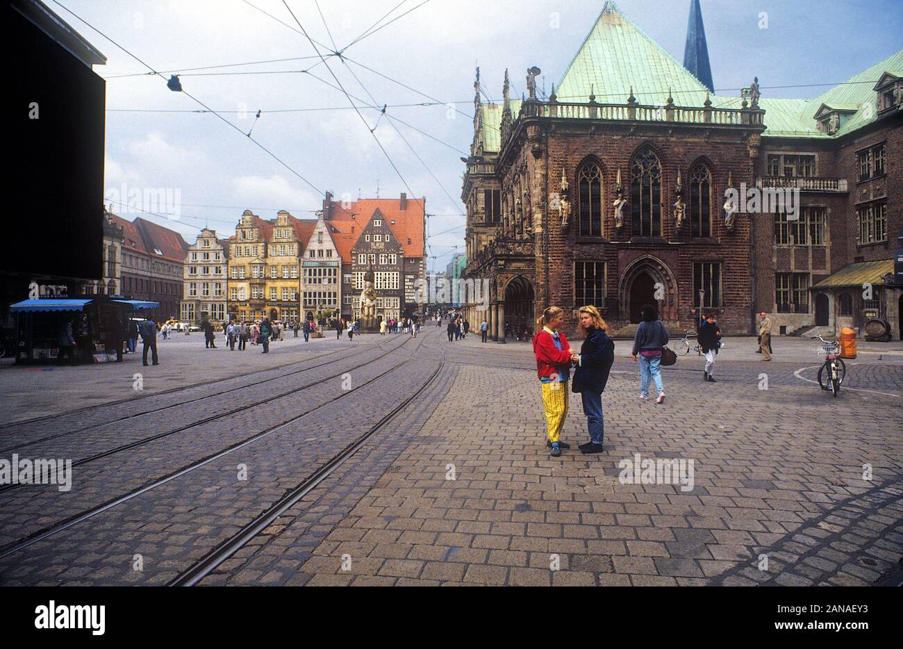 Bremen: the town hall on the right on the market square.(year 1989) Stock Photo