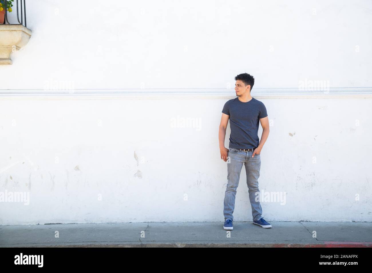 tourist in colonial city of Guatemala with a white background Stock Photo