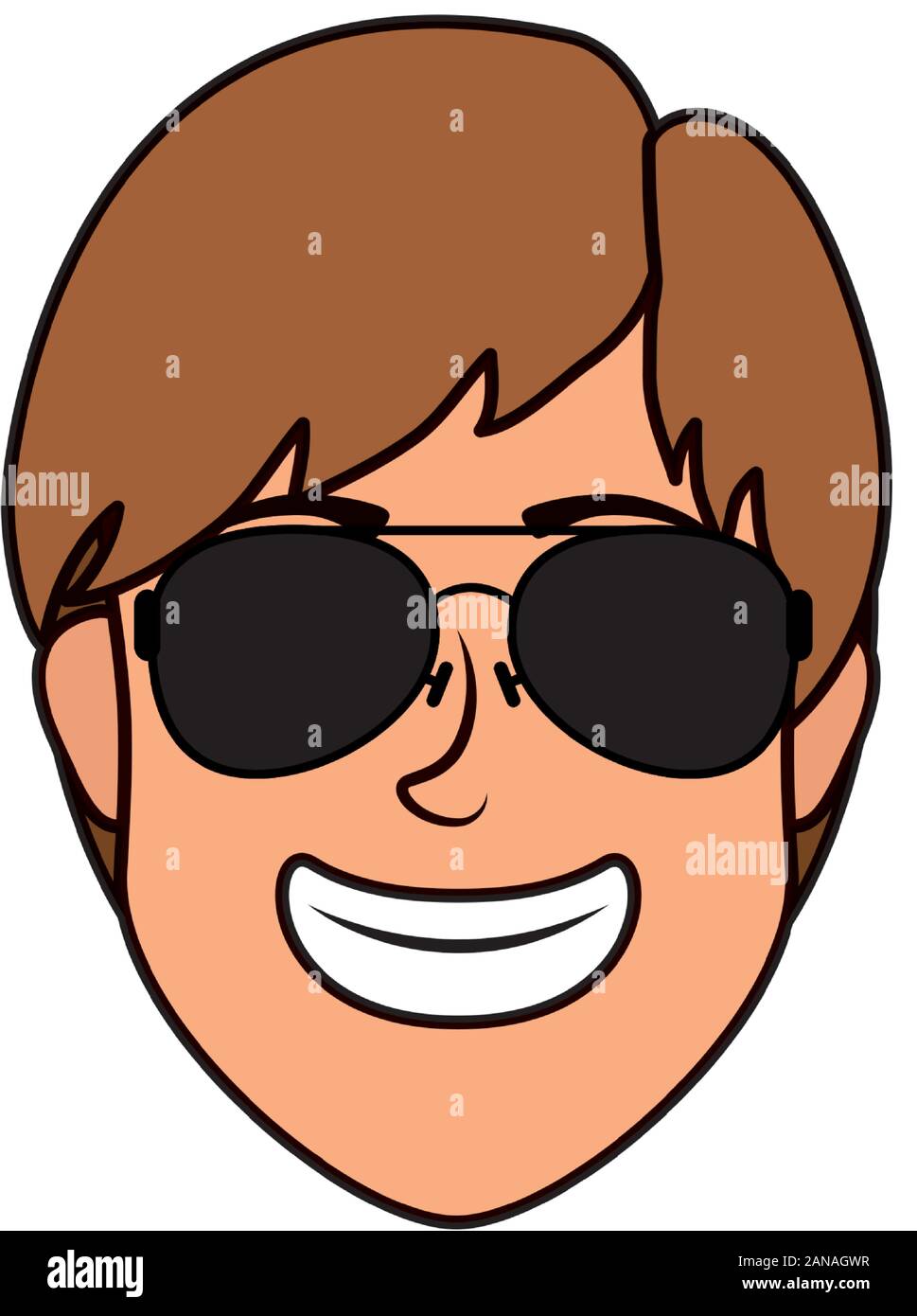 young man head with sunglasses character Stock Vector Image & Art - Alamy