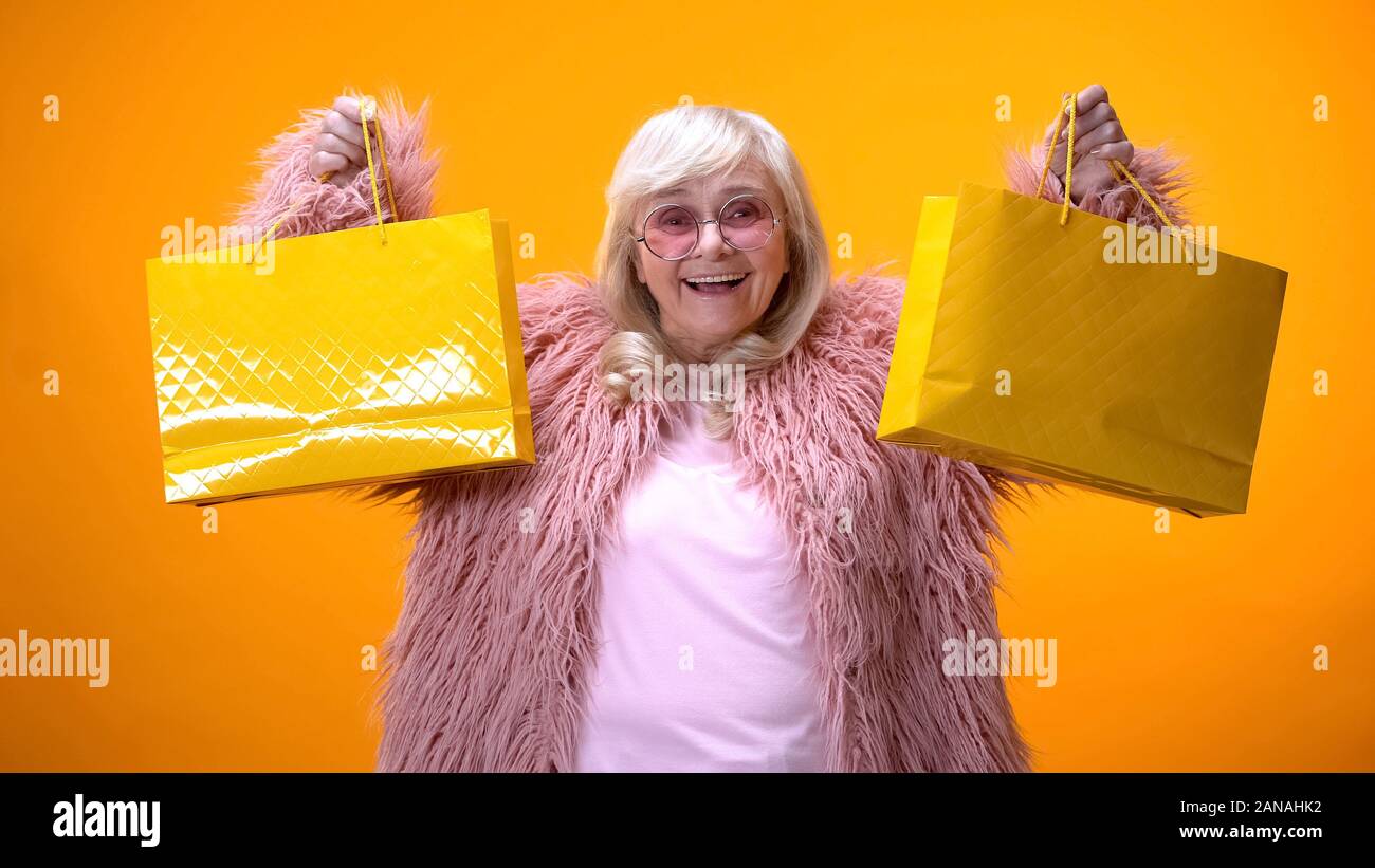 Happy old lady money hi-res stock photography and images - Alamy