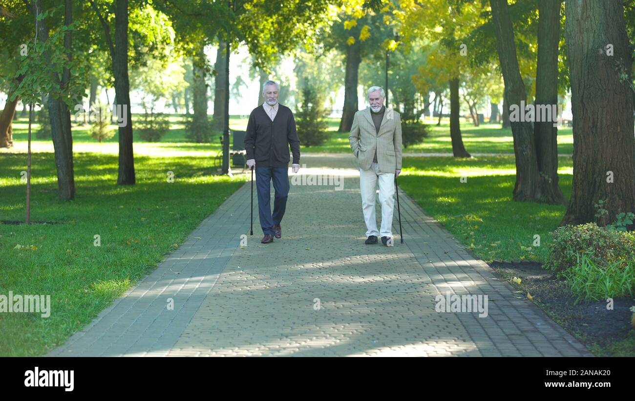 Two senior men with walking sticks hi-res stock photography and images ...