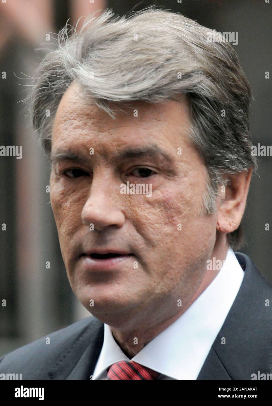 Ukranian President Viktor Yushchenko receives a red carpet reception for a meeting with Gordon Brown in Downing Street in 2008. Stock Photo