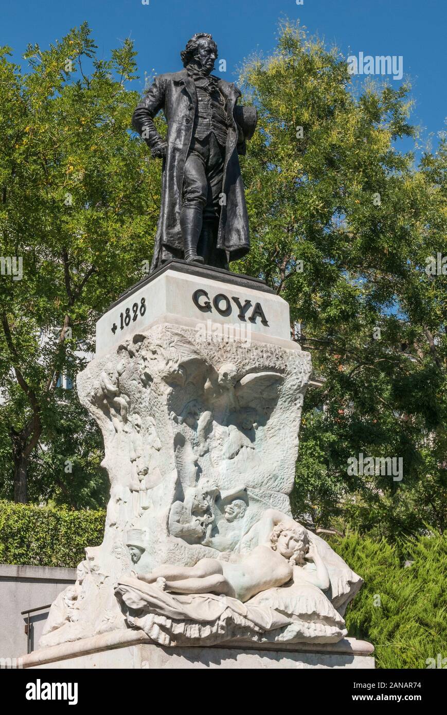 Goya statue at the Museo Nacional del Prado in Madrid, Spain Stock Goya statue at the Museo Nacional del Prado in Madrid, Spain Stock