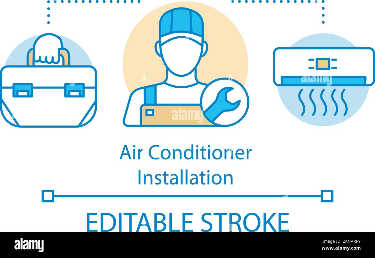 Air conditioner installation concept icon. Master split system