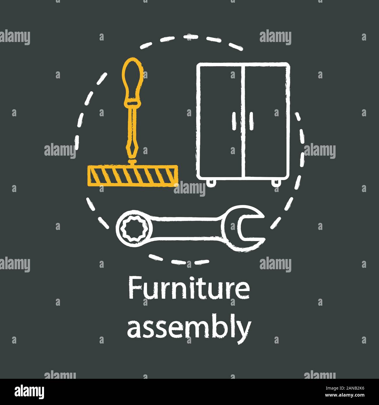 Furniture assembly chalk concept icon. Home service idea. Contractor