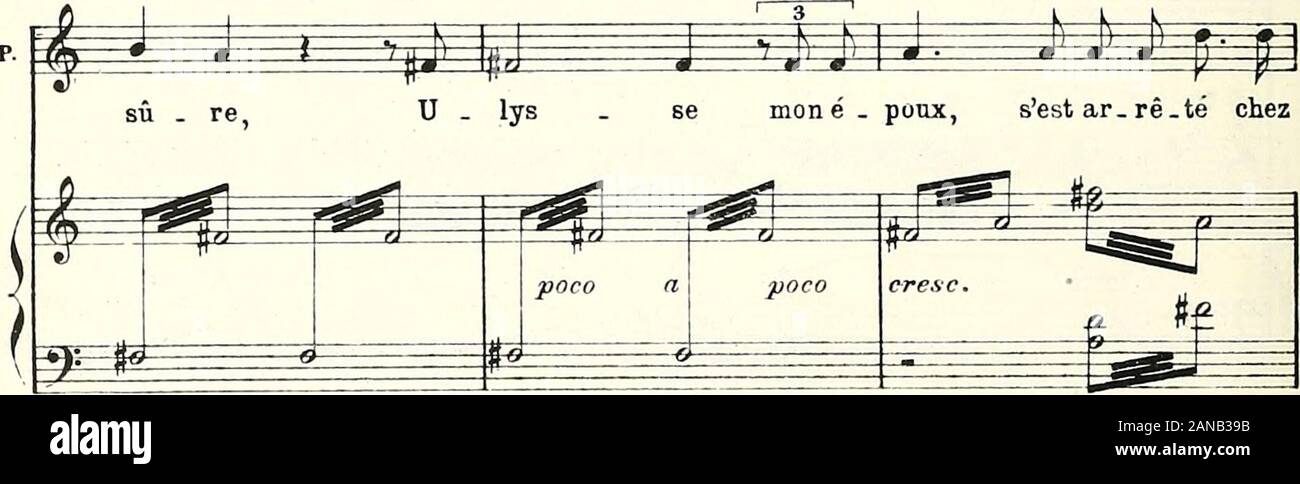 Pénélope : poème lyrique en trois actes de René Fauchois . * PENELOPE   /. EjîpIOEB-y-jiJ- --^i jj j&gt; ; Ah! noble é.tran - ger, tu dis vrai, jensuis Pi .leil. ^ u. l^ àb =&gt;=»= m ?i 1 jjgg^ ^F=F. Stock Photo