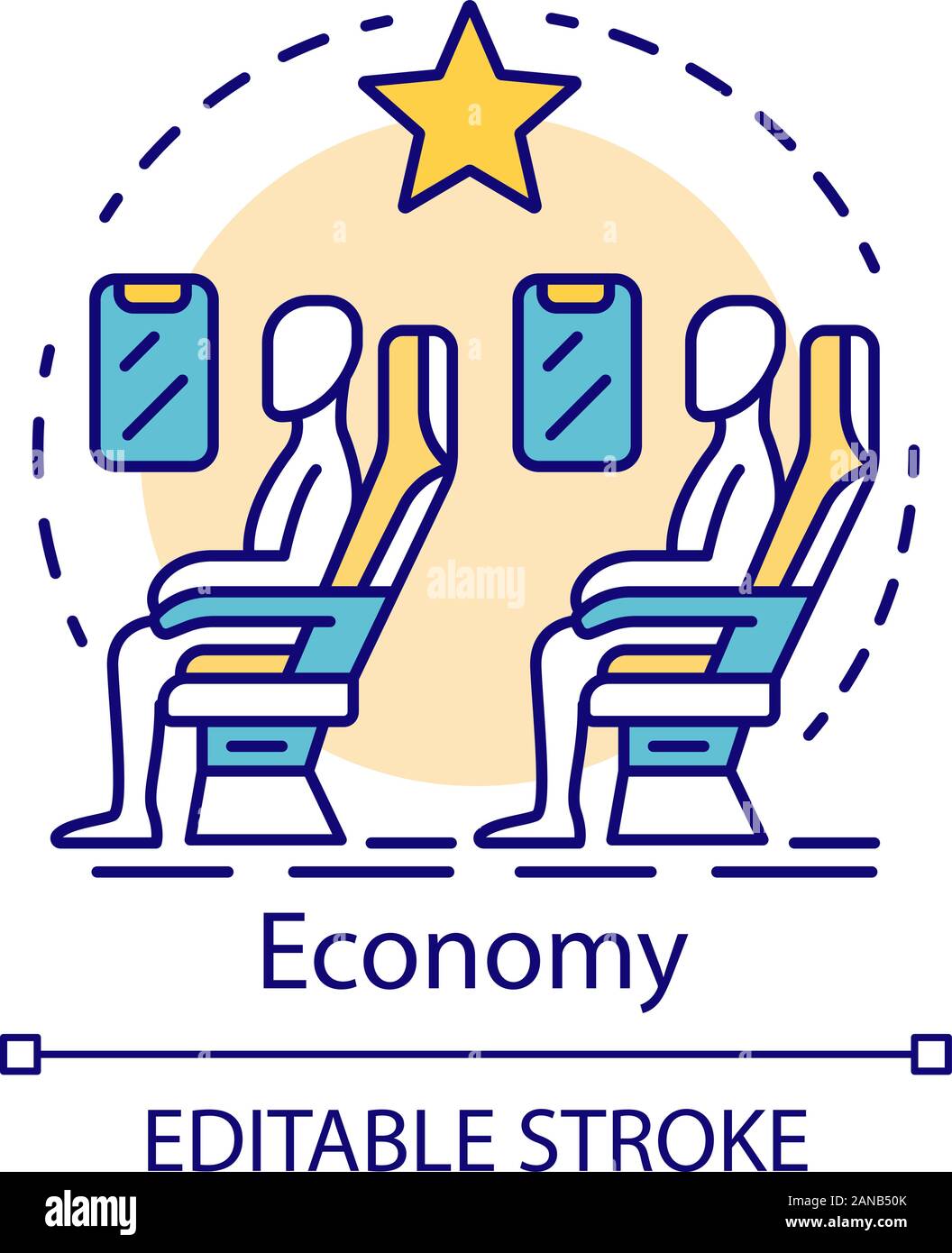 Economy class concept icon. Airplane cabin idea thin line illustration