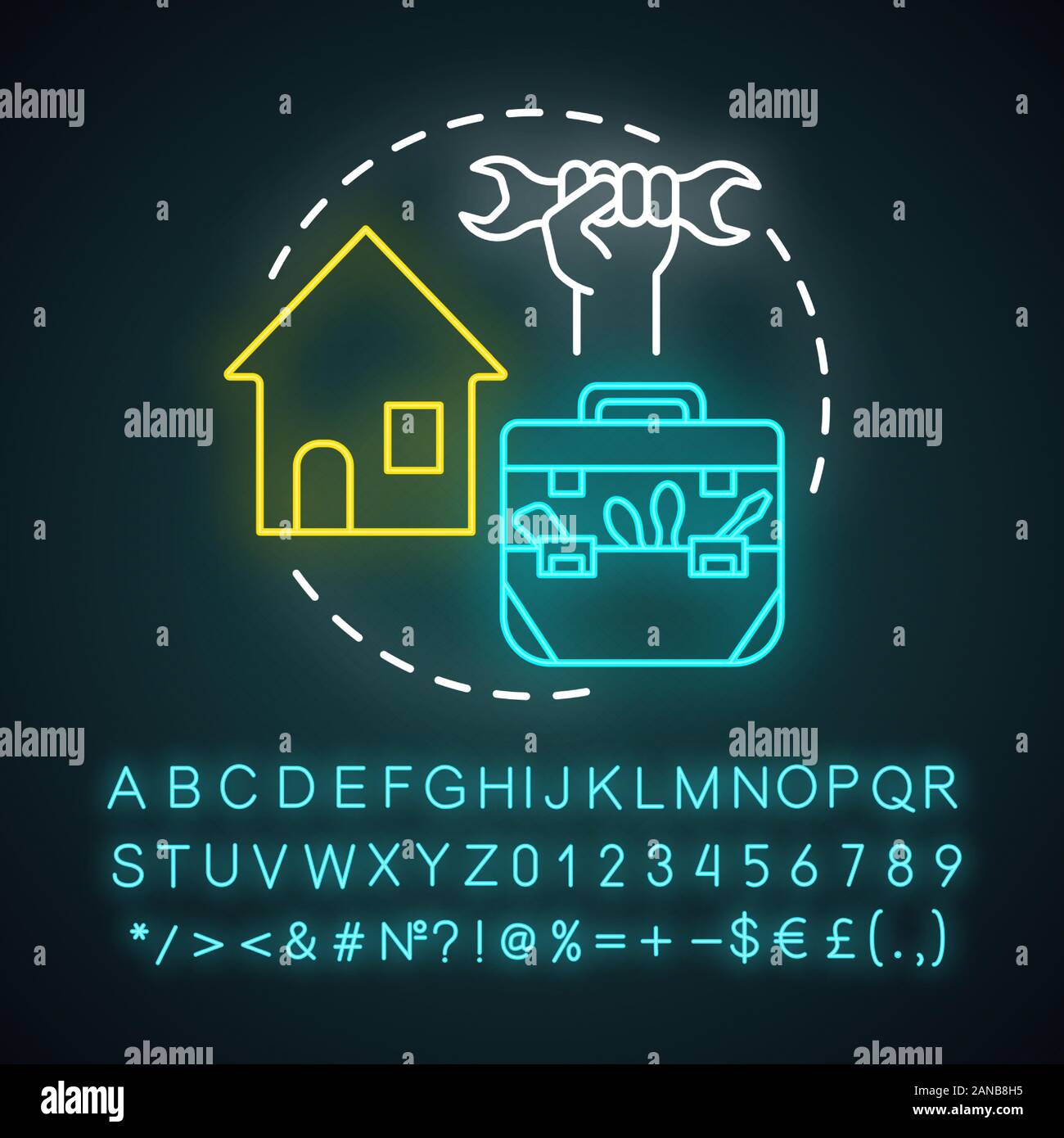 Handyman Service Neon Light Concept Icon Home Service Idea Home Repair Broken Windows And Electric Lamps Fix House Maintenance Glowing Sign With Stock Vector Image Art Alamy