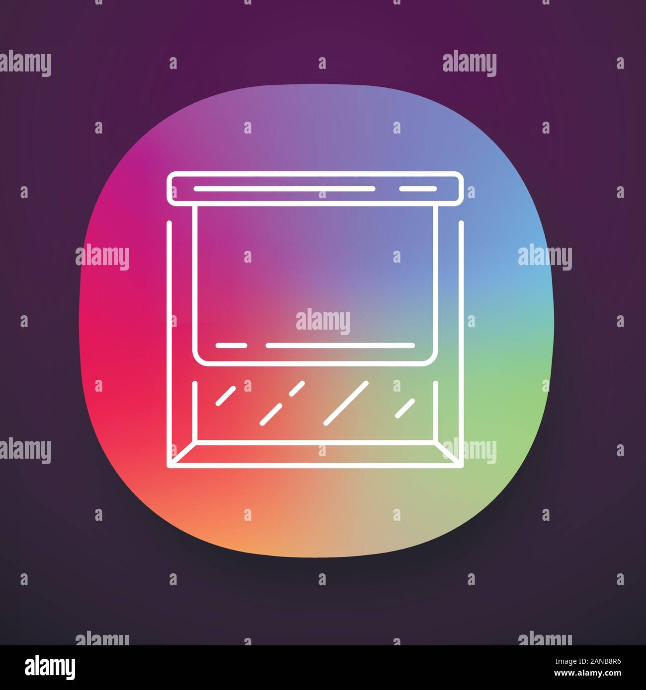 Roller shades app icon. Window blinds. Kitchen, room darkening decoration. Vertical jalousie. Window blackout treatments. UI/UX user interface. Web or Stock Vector