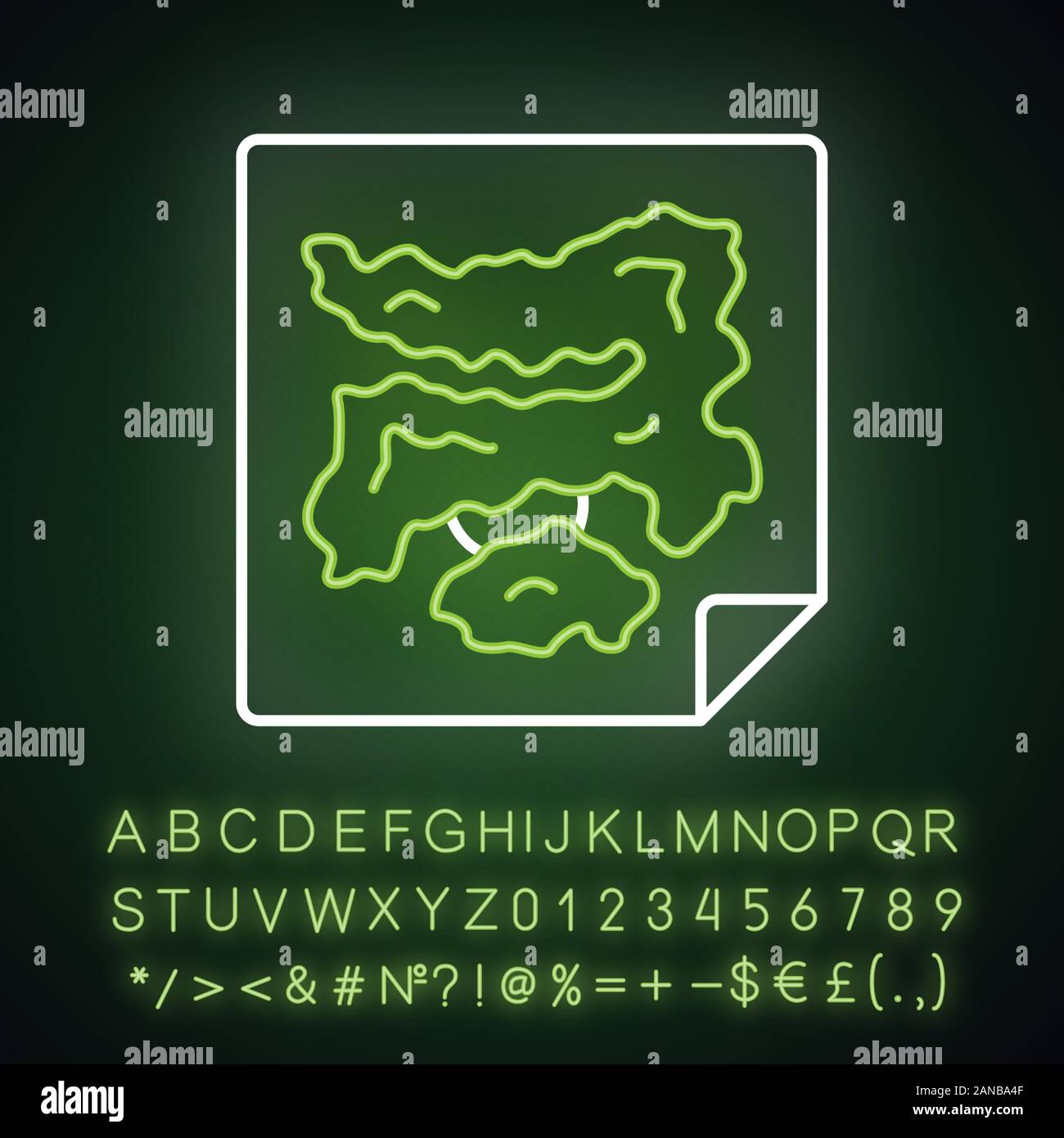 Game map neon light icon. Virtual video, computer strategic worldmap. Player location. Game