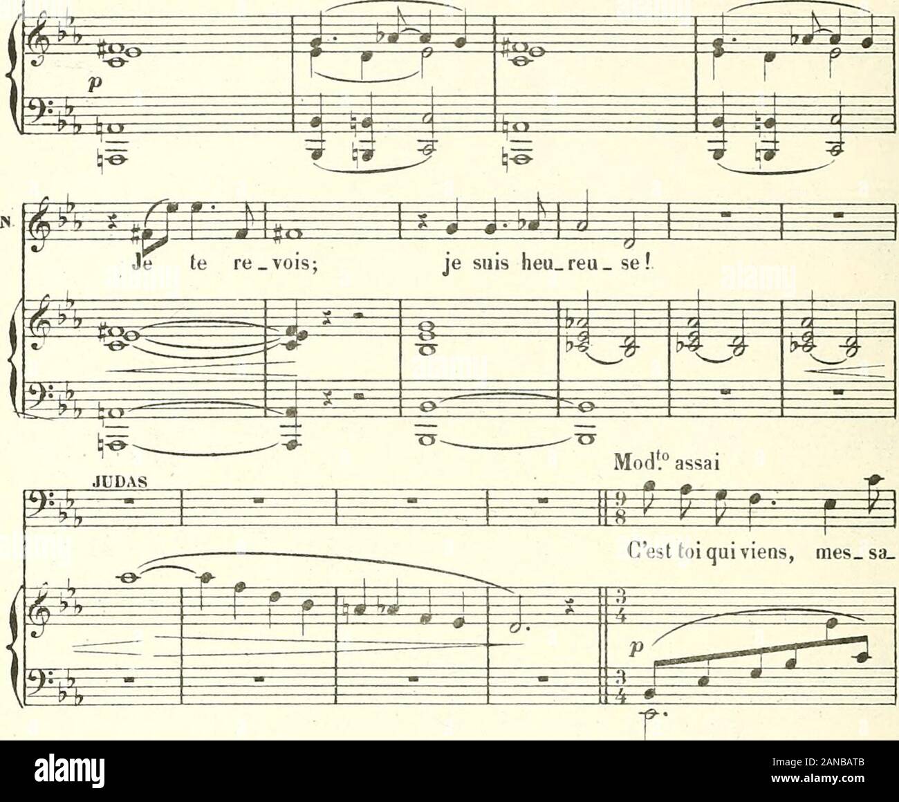 Les Machabées : opéra en 3 actes . Poco meno mosso JrB B 5 B ?» » PiP N. • iî è * « F Ocheré-poux ! ôeherépoux! ffi JfeS *&lt;*:» h pfp •-*» âc *-# ^^ S ^E £ ±2: Ph. If. U C* 13,4fl5 350 h UJïfir J h J iJJ J lJViJ hJOJO J «£3tpt A près lépreuve dou  lou reii se, Mon cœur estplein duudouxémoi.. ,m ? V ? O- i? W 1 r i p g P r- r t  gè re des deux, Quand jap pe lais la ré pon se di.vi   ne; Stock Photo