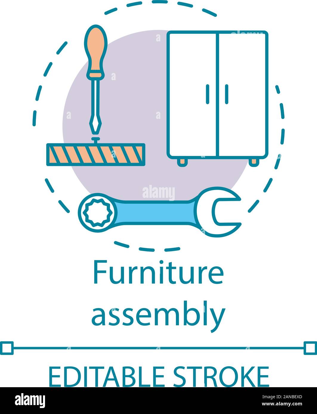Furniture assembly concept icon. Home service idea thin line