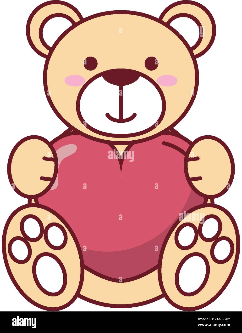 happy valentines day bear teddy with heart Stock Vector