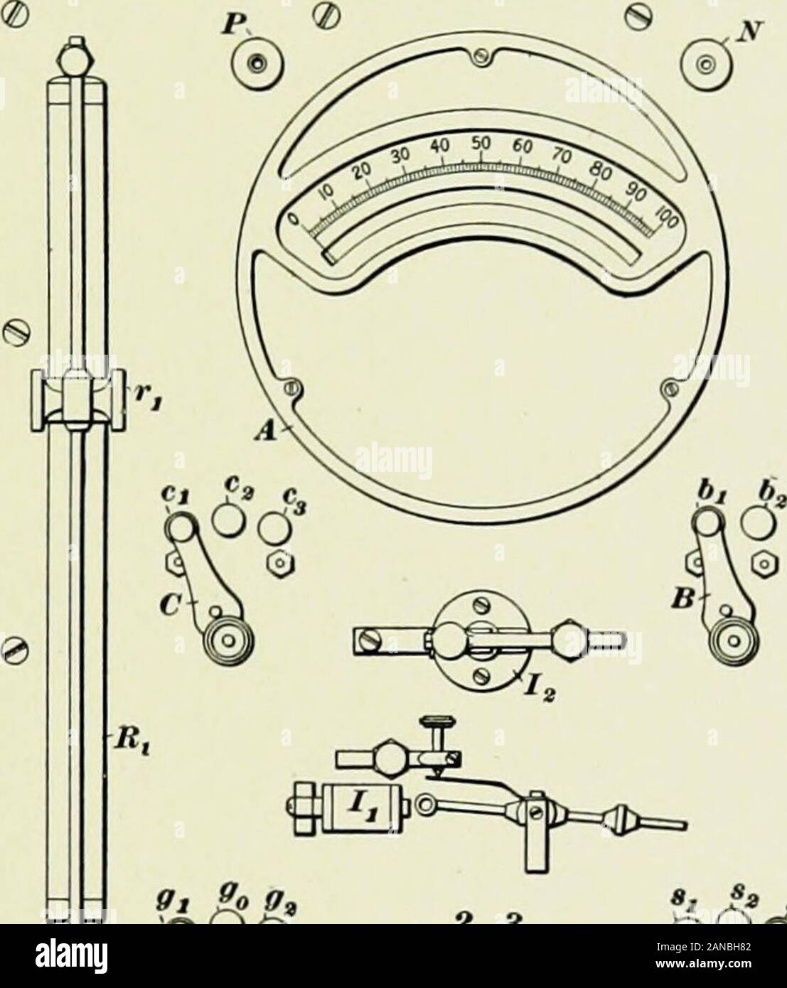 A system of electrotherapeutics as taught by the International correspondence schools, Scranton, Pa.. . late and directly supported by it is the faradiccoil, likewise five dry cells for supplying the current for itsprimary coil, and also four resistance-coils that act as volt-selectors when the direct current from a commercial circuit ismade use of. It is therefore seen that everything not absolutelynecessary for the selection and variation of the current is putout of the way, and this makes it possible for the operator tohandle the board with the least amount of confusion. 13. Perhaps the mos Stock Photo