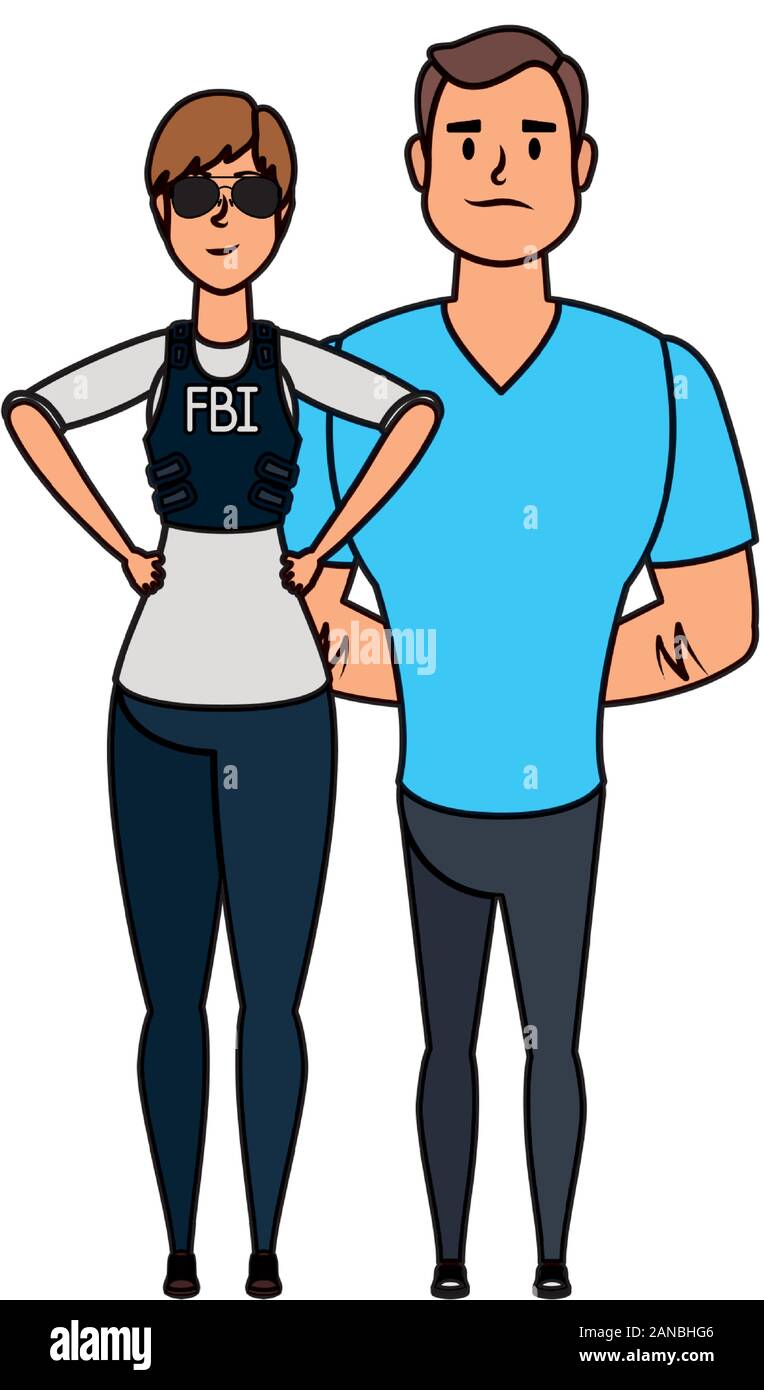 young man with woman fbi agent characters Stock Vector Image & Art - Alamy