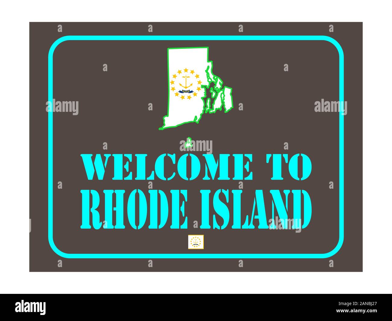 Welcome to Rhode Island sign with flag map Vector illustration Eps 10 Stock Vector