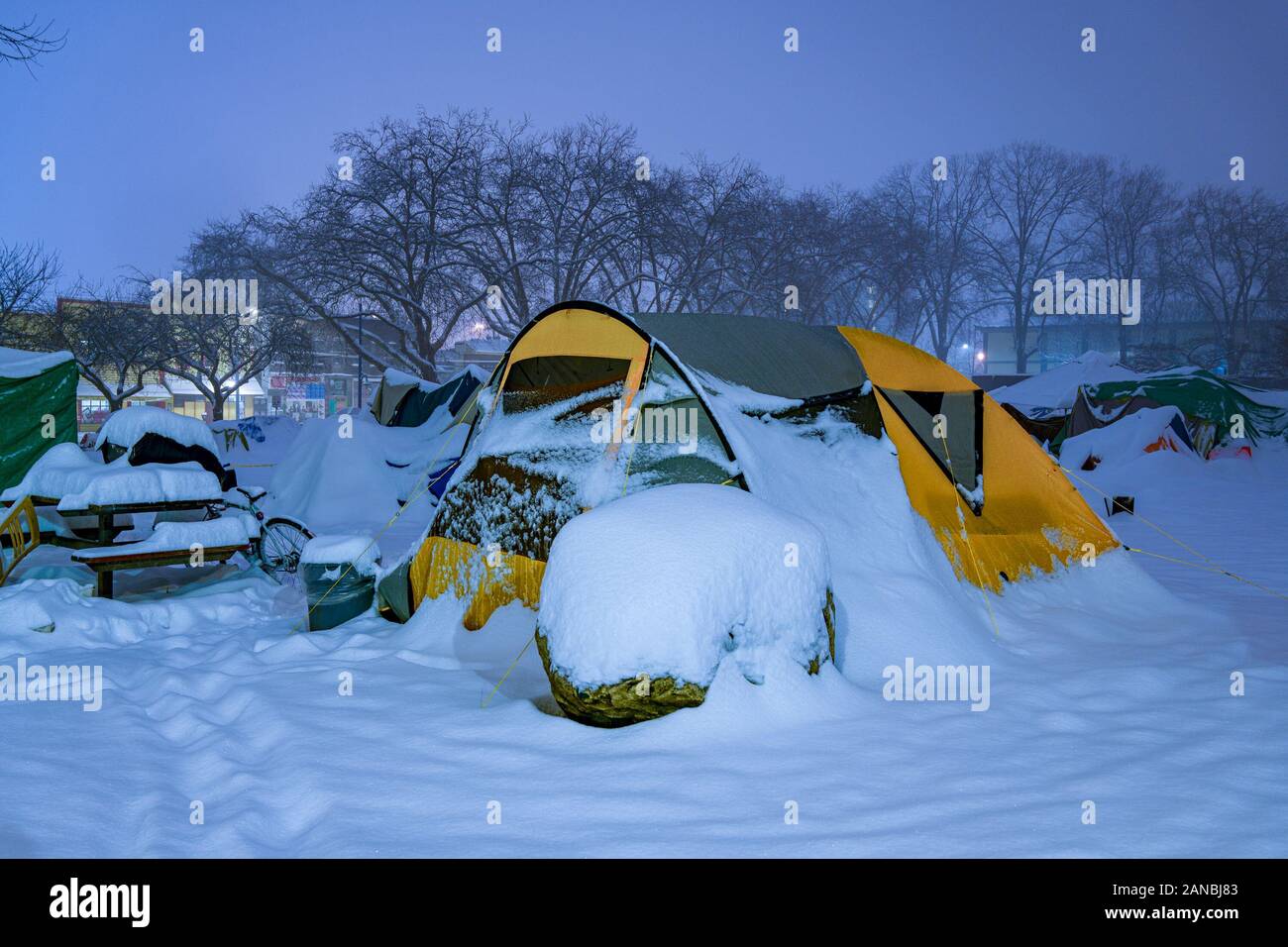 Homeless Camp In Winter Oppenheimer Park Dtes Vancouver British Columbia Canada Stock Photo Alamy