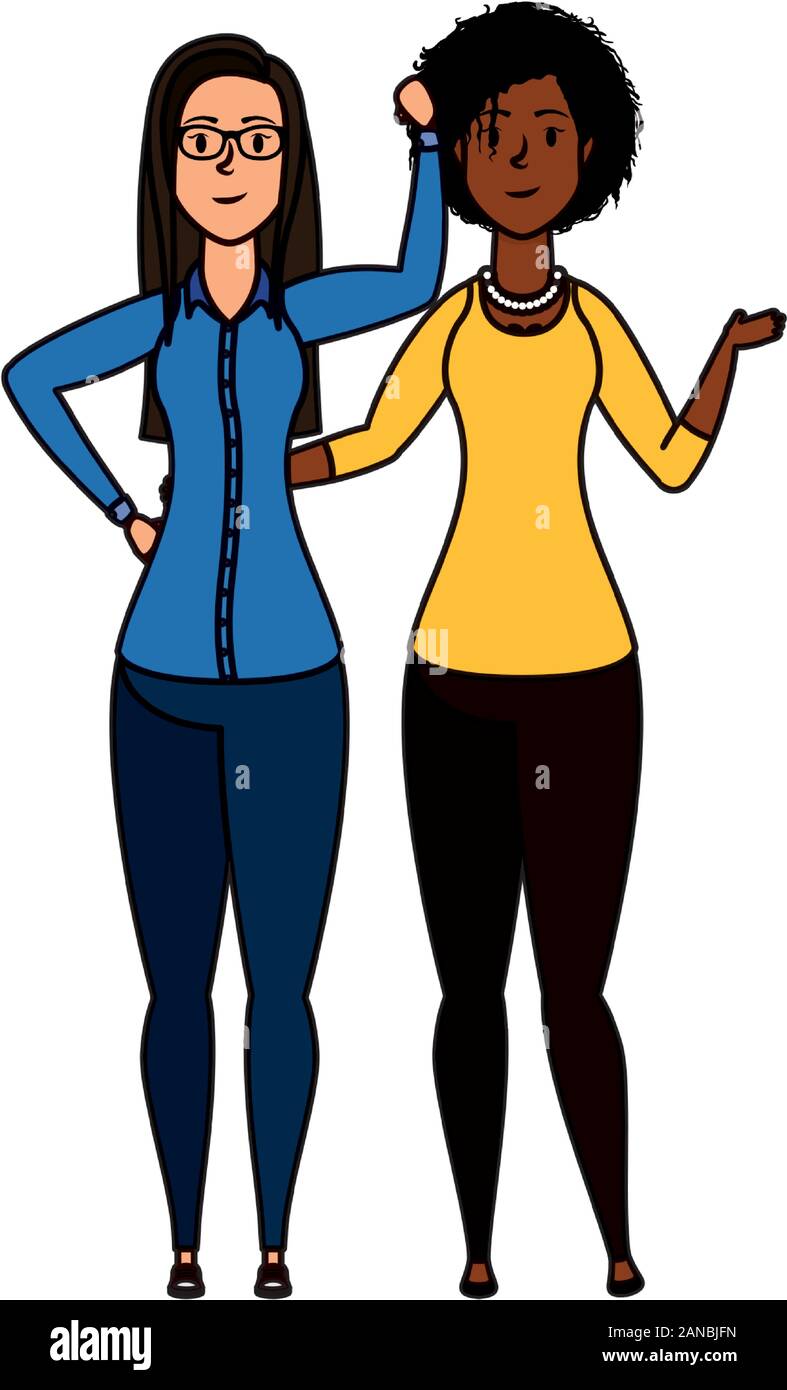 young interracial girls avatars characters Stock Vector Image & Art - Alamy