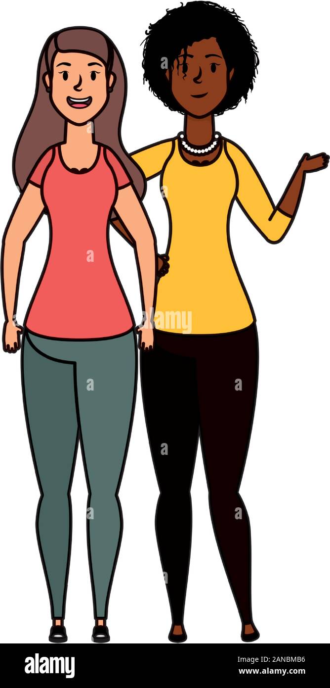 young interracial girls avatars characters Stock Vector Image & Art - Alamy
