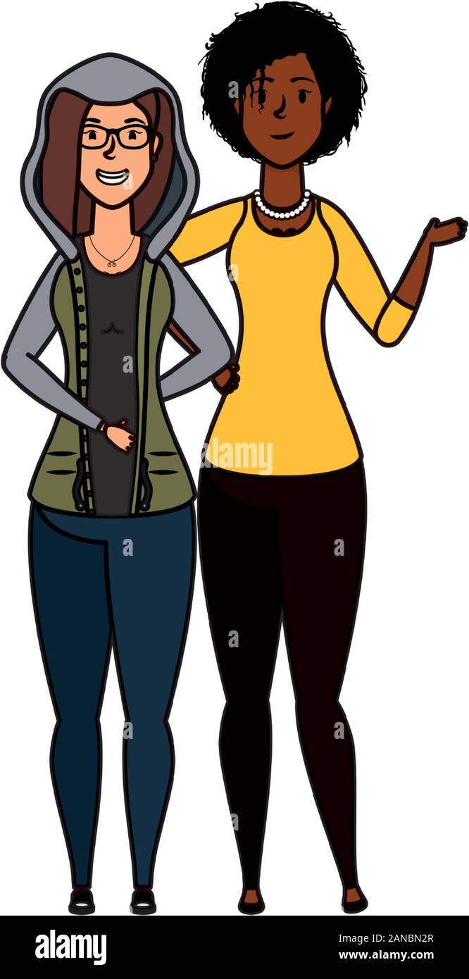 young interracial girls avatars characters Stock Vector Image & Art - Alamy
