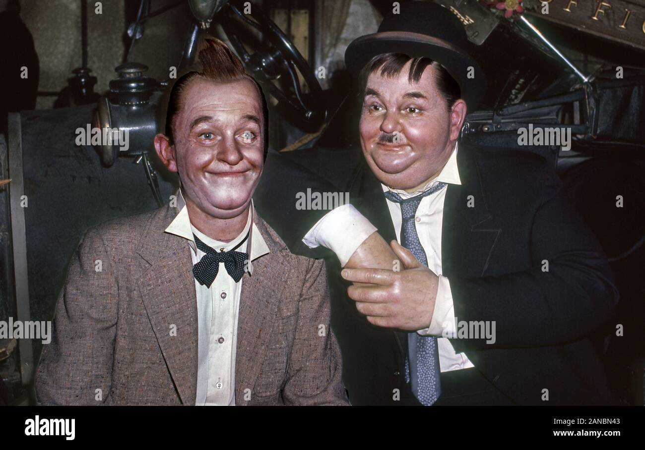 Laurel and Hardy wax figures at Movieland Wax Museum in Buena Park, Ca circa 1980s Stock Photo