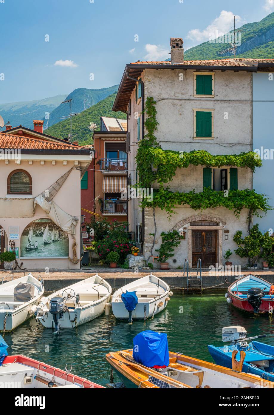 Idyllic view at Cassone di Malcesine, beautiful village on Lake Garda. Veneto, Province of Verona, Italy. Stock Photo