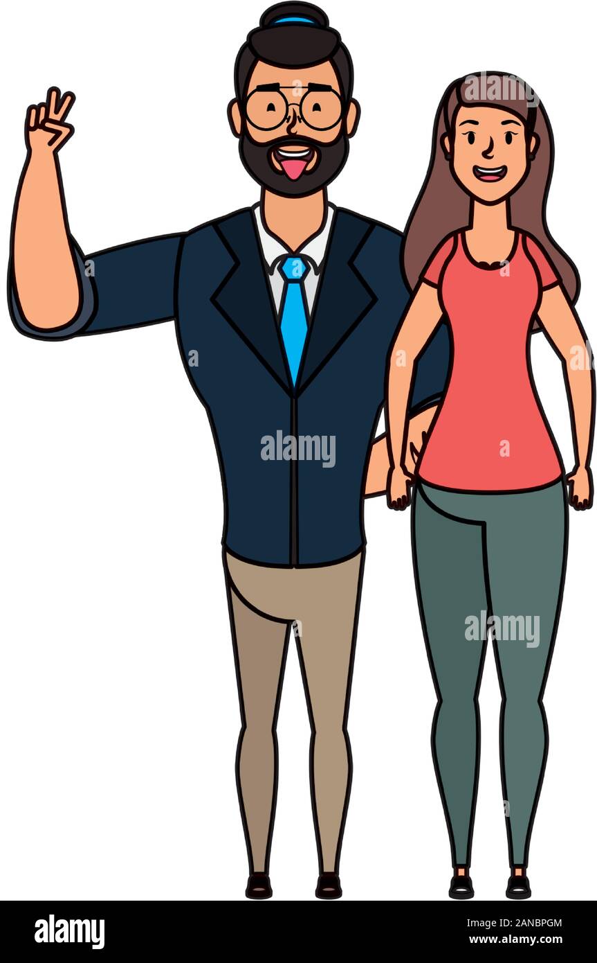 young man bearded with woman characters Stock Vector Image & Art - Alamy