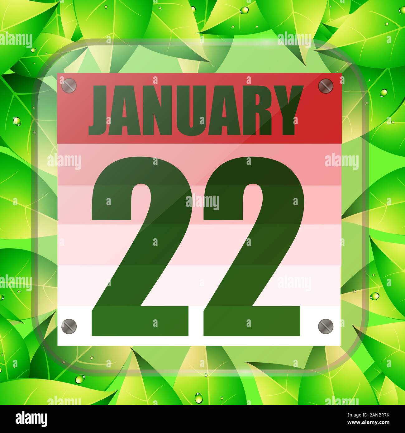 January 22 icon. For planning important day with green leaves. Banner ...