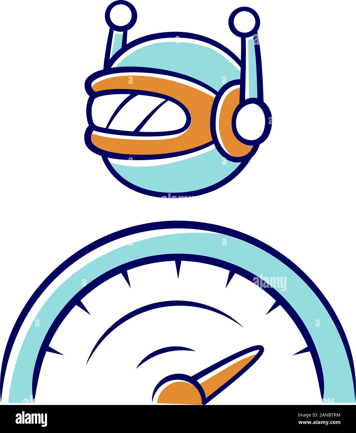 Optimizer bot color icon. Search engine optimization. Software program. Computer operation. Artificial intelligence. Functional bot. Virtual assistanc Stock Vector