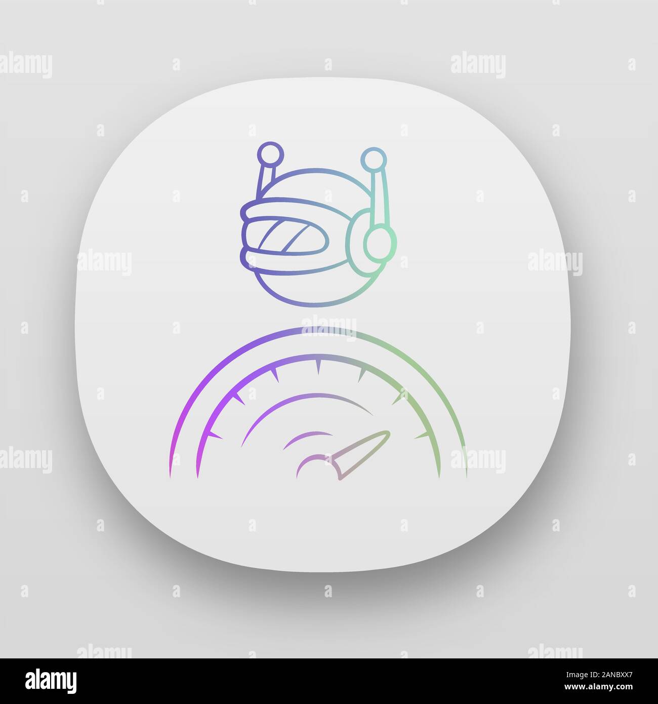 Optimizer bot app icon. Search engine optimization. Software program. Computer operation. Artificial intelligence. UI/UX user interface. Web or mobile Stock Vector