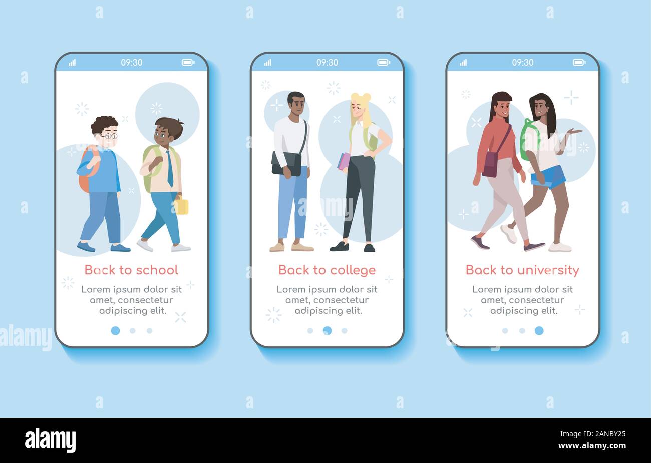 First of September onboarding mobile app screen vector template. Back ...