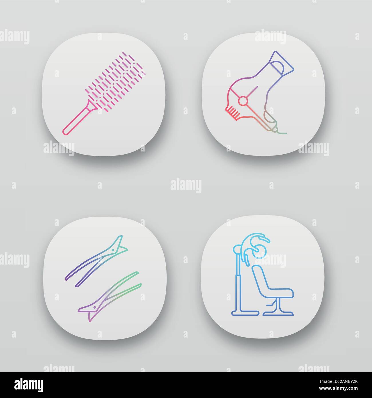 Hair Dress App Icons Set Professional Hairstyling Hairdresser