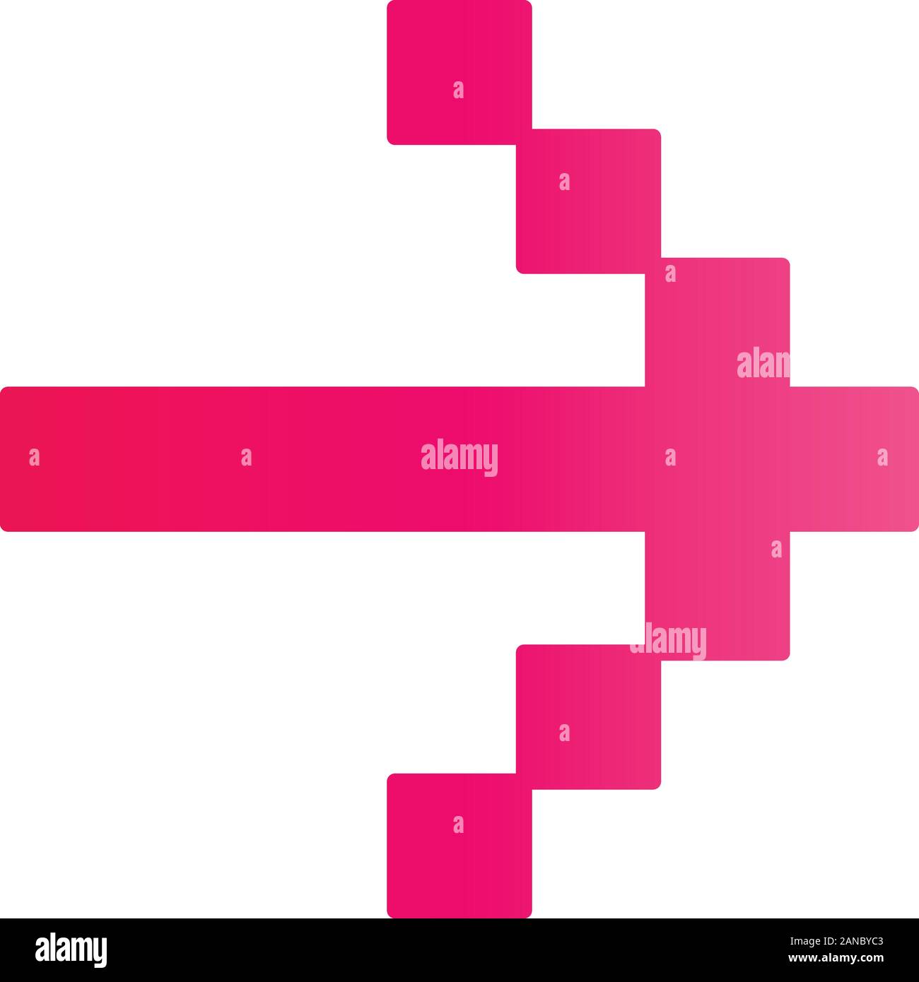 Pixel pink arrow flat design long shadow color icon. Forward indicator ...