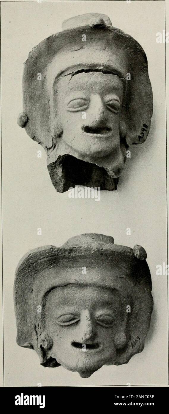 Archæological investigations on the island of La Plata, Ecuador . FIELD COLUMBIAN MUSEUM. ANTHROPOLOGY, PL. LXXVI.. Heads of Images, Face Bounded by Broad Bands. FIELD COLUMBIAN MUSEUM. ANTHROPOLOGY, PL. LXXVII. Stock Photo